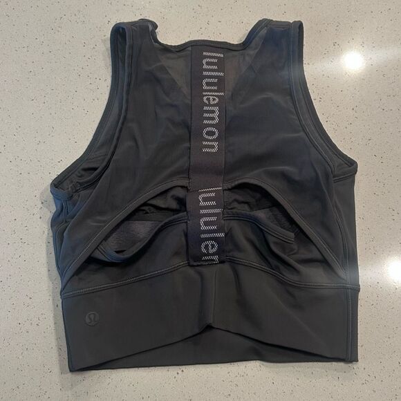 Lululemon Mesh Back Training Cropped Tank Top Bra In Graphite Gray for Workout - Picture 8 of 8
